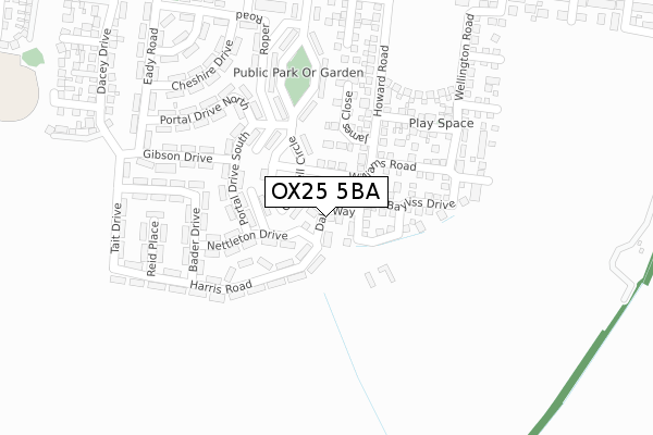 OX25 5BA map - large scale - OS Open Zoomstack (Ordnance Survey) OX25 5BA map - large scale - OS Open Zoomstack (Ordnance Survey)