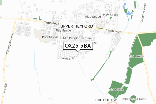 OX25 5BA map - small scale - OS Open Zoomstack (Ordnance Survey) OX25 5BA map - small scale - OS Open Zoomstack (Ordnance Survey)