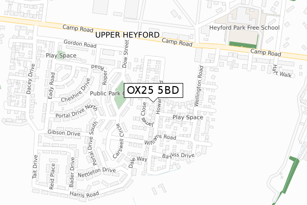 OX25 5BD map - large scale - OS Open Zoomstack (Ordnance Survey) OX25 5BD map - large scale - OS Open Zoomstack (Ordnance Survey)
