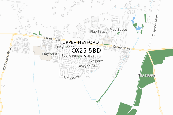 OX25 5BD map - small scale - OS Open Zoomstack (Ordnance Survey) OX25 5BD map - small scale - OS Open Zoomstack (Ordnance Survey)