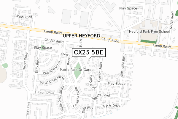 OX25 5BE map - large scale - OS Open Zoomstack (Ordnance Survey) OX25 5BE map - large scale - OS Open Zoomstack (Ordnance Survey)
