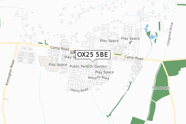 OX25 5BE map - small scale - OS Open Zoomstack (Ordnance Survey) OX25 5BE map - small scale - OS Open Zoomstack (Ordnance Survey)