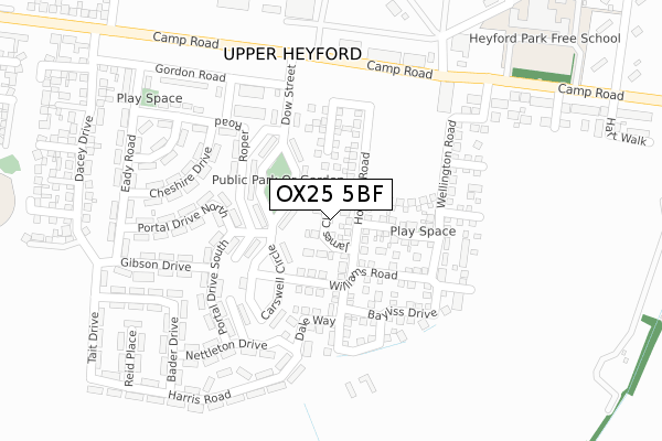 OX25 5BF map - large scale - OS Open Zoomstack (Ordnance Survey) OX25 5BF map - large scale - OS Open Zoomstack (Ordnance Survey)