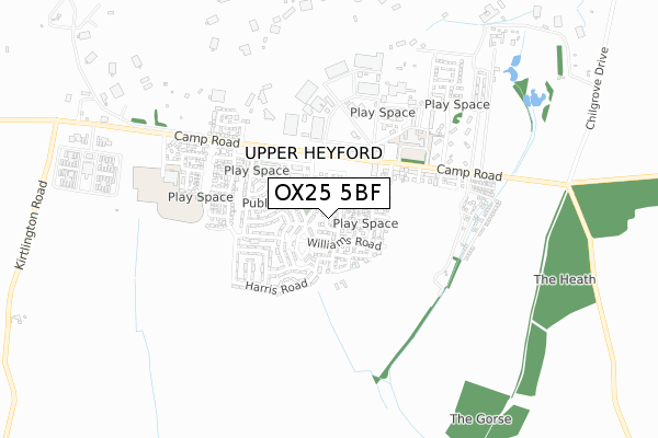 OX25 5BF map - small scale - OS Open Zoomstack (Ordnance Survey) OX25 5BF map - small scale - OS Open Zoomstack (Ordnance Survey)
