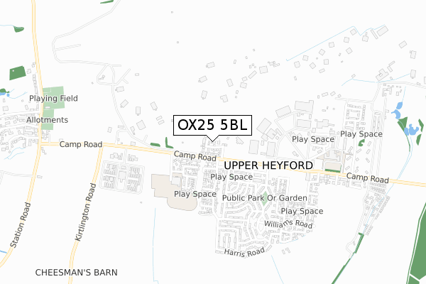 OX25 5BL map - small scale - OS Open Zoomstack (Ordnance Survey) OX25 5BL map - small scale - OS Open Zoomstack (Ordnance Survey)