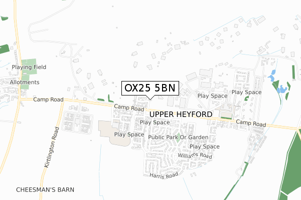 OX25 5BN map - small scale - OS Open Zoomstack (Ordnance Survey) OX25 5BN map - small scale - OS Open Zoomstack (Ordnance Survey)