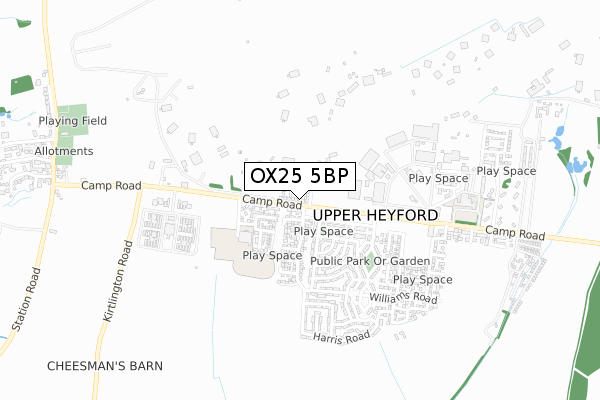 OX25 5BP map - small scale - OS Open Zoomstack (Ordnance Survey) OX25 5BP map - small scale - OS Open Zoomstack (Ordnance Survey)