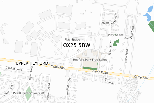 OX25 5BW map - large scale - OS Open Zoomstack (Ordnance Survey) OX25 5BW map - large scale - OS Open Zoomstack (Ordnance Survey)