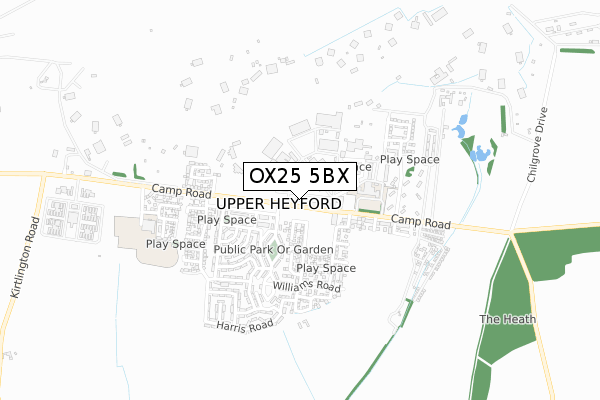 OX25 5BX map - small scale - OS Open Zoomstack (Ordnance Survey) OX25 5BX map - small scale - OS Open Zoomstack (Ordnance Survey)