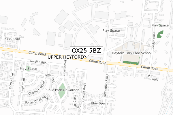 OX25 5BZ map - large scale - OS Open Zoomstack (Ordnance Survey) OX25 5BZ map - large scale - OS Open Zoomstack (Ordnance Survey)
