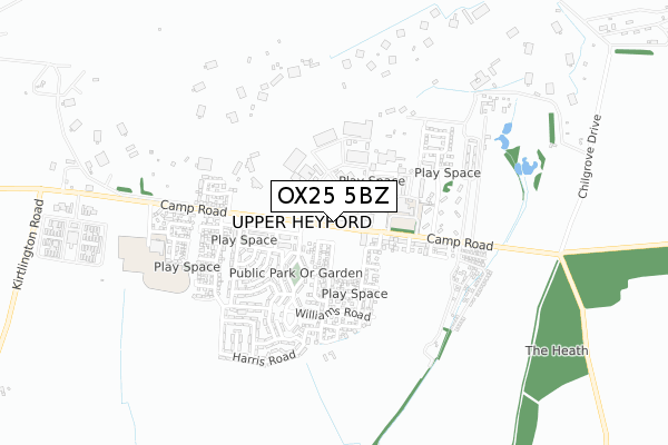 OX25 5BZ map - small scale - OS Open Zoomstack (Ordnance Survey)