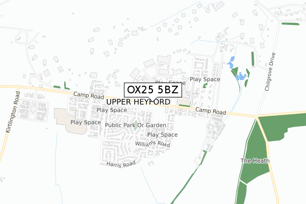 OX25 5BZ map - small scale - OS Open Zoomstack (Ordnance Survey) OX25 5BZ map - small scale - OS Open Zoomstack (Ordnance Survey)