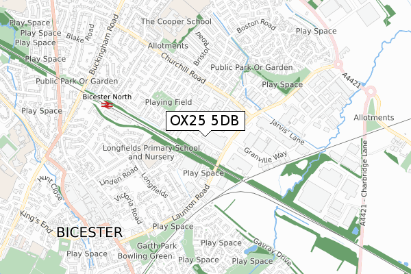 OX25 5DB map - small scale - OS Open Zoomstack (Ordnance Survey)