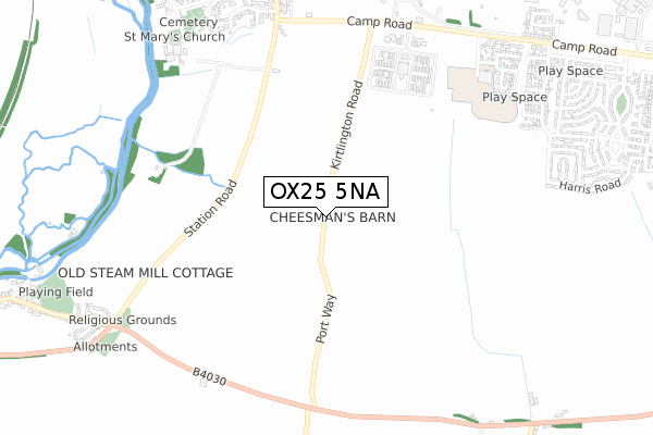 OX25 5NA map - small scale - OS Open Zoomstack (Ordnance Survey)
