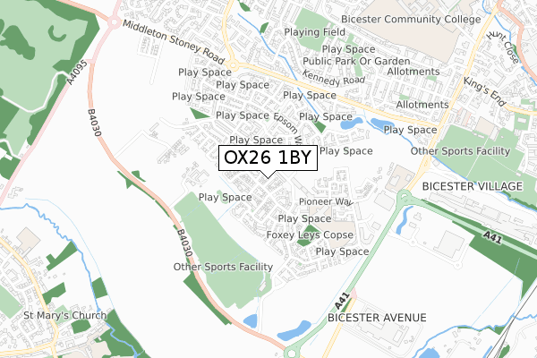 OX26 1BY map - small scale - OS Open Zoomstack (Ordnance Survey)