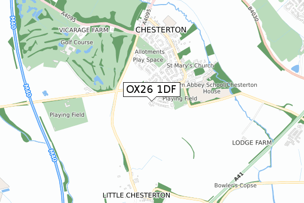 OX26 1DF map - small scale - OS Open Zoomstack (Ordnance Survey)
