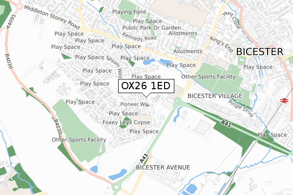 OX26 1ED map - small scale - OS Open Zoomstack (Ordnance Survey)