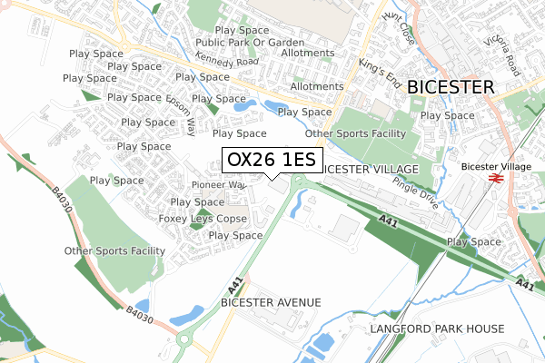 OX26 1ES map - small scale - OS Open Zoomstack (Ordnance Survey)