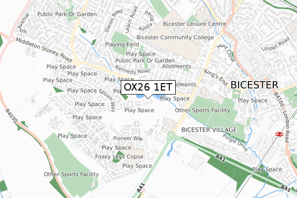 OX26 1ET map - small scale - OS Open Zoomstack (Ordnance Survey) OX26 1ET map - small scale - OS Open Zoomstack (Ordnance Survey)