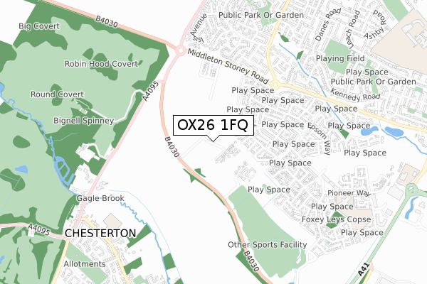 OX26 1FQ map - small scale - OS Open Zoomstack (Ordnance Survey)