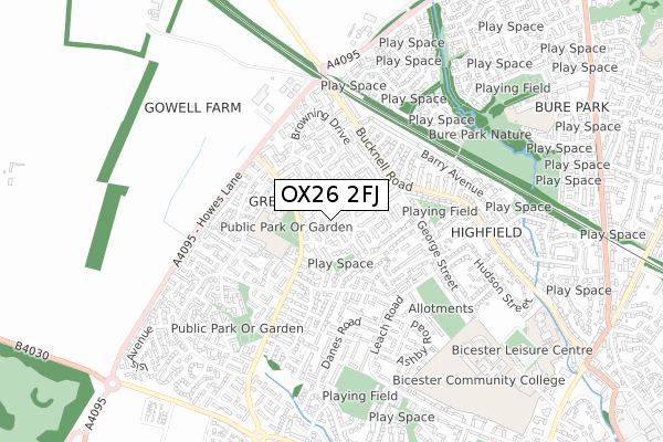 OX26 2FJ map - small scale - OS Open Zoomstack (Ordnance Survey)