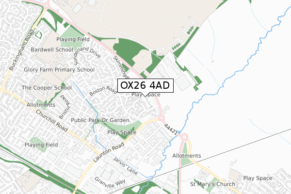OX26 4AD map - small scale - OS Open Zoomstack (Ordnance Survey)