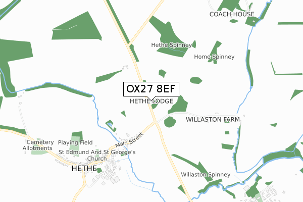 OX27 8EF map - small scale - OS Open Zoomstack (Ordnance Survey)