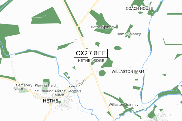 OX27 8EF map - small scale - OS Open Zoomstack (Ordnance Survey) OX27 8EF map - small scale - OS Open Zoomstack (Ordnance Survey)