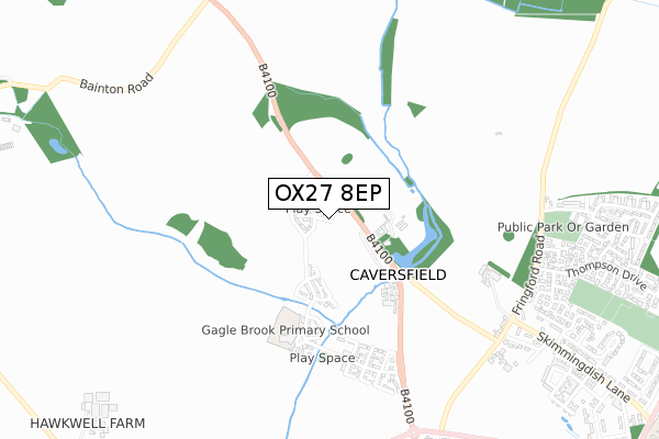 OX27 8EP map - small scale - OS Open Zoomstack (Ordnance Survey)