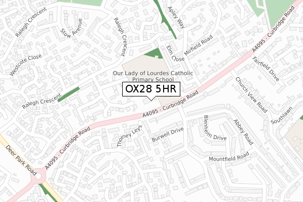 OX28 5HR map - large scale - OS Open Zoomstack (Ordnance Survey)