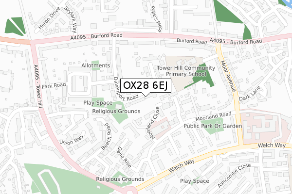 OX28 6EJ map - large scale - OS Open Zoomstack (Ordnance Survey)