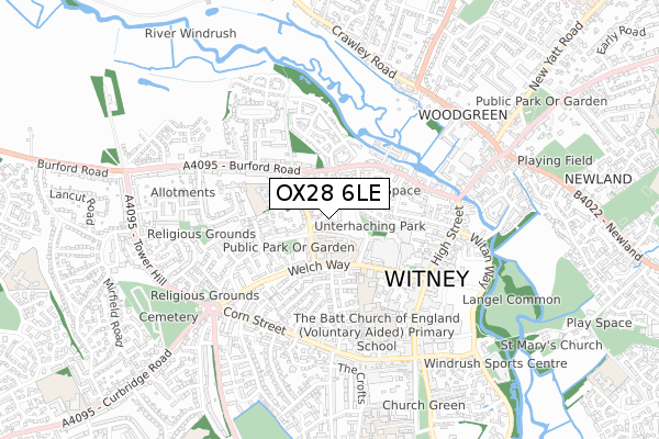 OX28 6LE map - small scale - OS Open Zoomstack (Ordnance Survey)