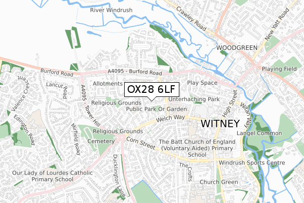 OX28 6LF map - small scale - OS Open Zoomstack (Ordnance Survey)