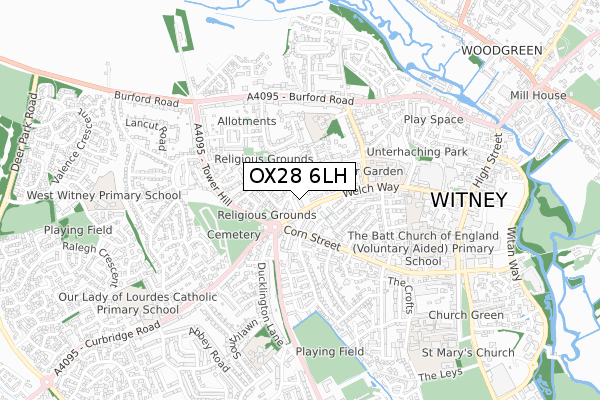 OX28 6LH map - small scale - OS Open Zoomstack (Ordnance Survey)
