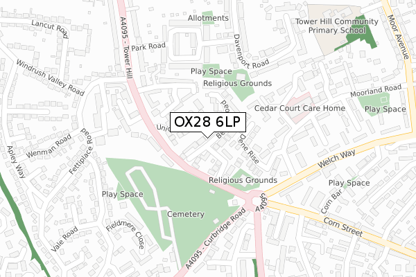 OX28 6LP map - large scale - OS Open Zoomstack (Ordnance Survey)