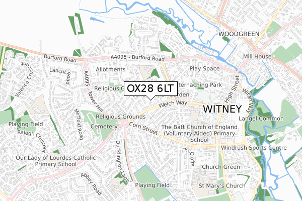 OX28 6LT map - small scale - OS Open Zoomstack (Ordnance Survey)