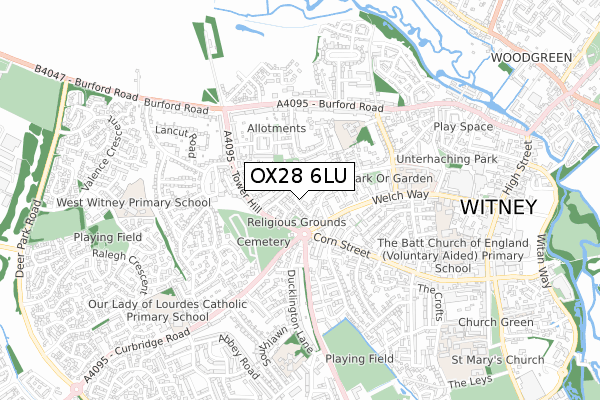 OX28 6LU map - small scale - OS Open Zoomstack (Ordnance Survey)