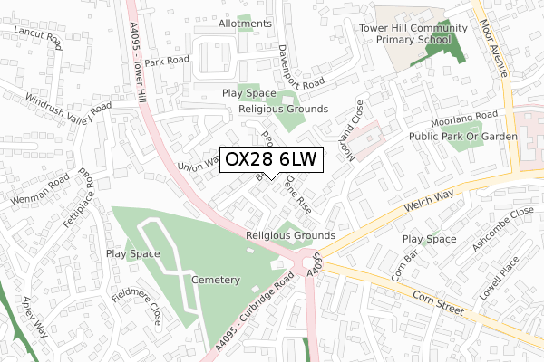 OX28 6LW map - large scale - OS Open Zoomstack (Ordnance Survey)