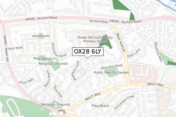 OX28 6LY map - large scale - OS Open Zoomstack (Ordnance Survey)