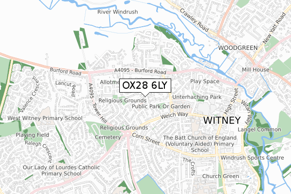 OX28 6LY map - small scale - OS Open Zoomstack (Ordnance Survey)