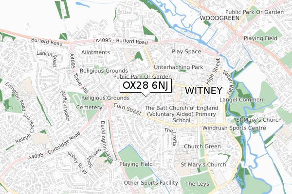 OX28 6NJ map - small scale - OS Open Zoomstack (Ordnance Survey)