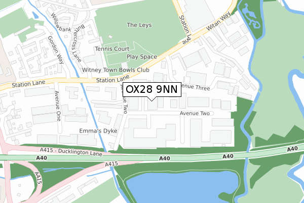 OX28 9NN map - large scale - OS Open Zoomstack (Ordnance Survey)