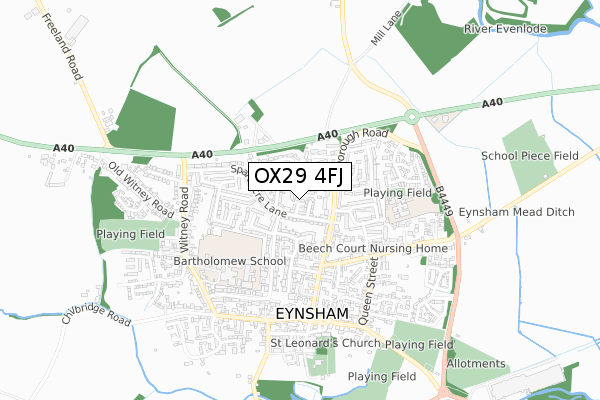 OX29 4FJ map - small scale - OS Open Zoomstack (Ordnance Survey)