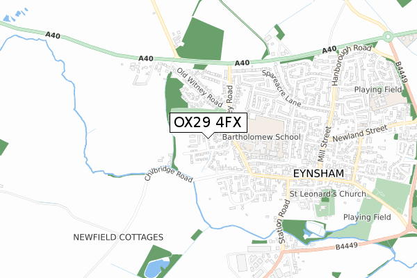 OX29 4FX map - small scale - OS Open Zoomstack (Ordnance Survey)