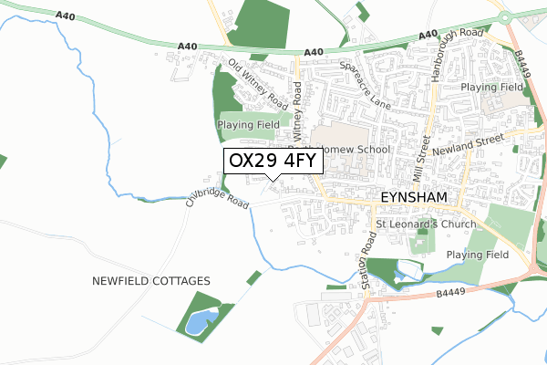 OX29 4FY map - small scale - OS Open Zoomstack (Ordnance Survey)