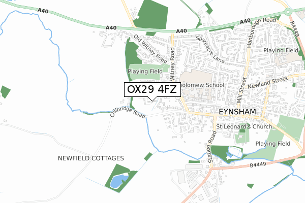 OX29 4FZ map - small scale - OS Open Zoomstack (Ordnance Survey)