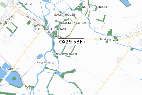 OX29 5BF map - small scale - OS Open Zoomstack (Ordnance Survey)