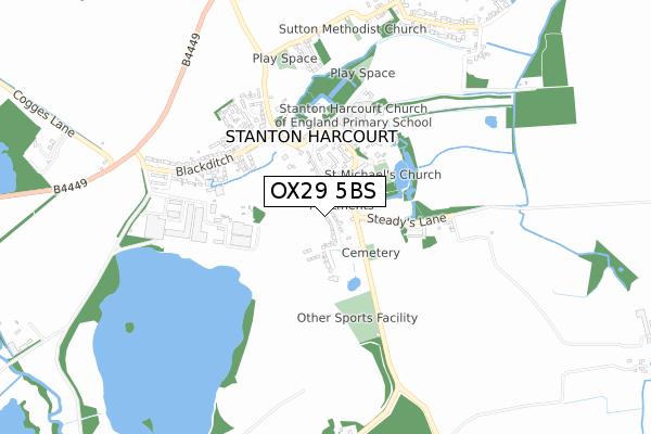 OX29 5BS map - small scale - OS Open Zoomstack (Ordnance Survey)