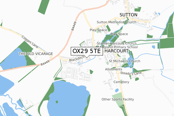 OX29 5TE map - small scale - OS Open Zoomstack (Ordnance Survey)