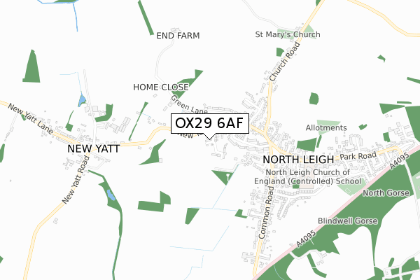 OX29 6AF map - small scale - OS Open Zoomstack (Ordnance Survey)